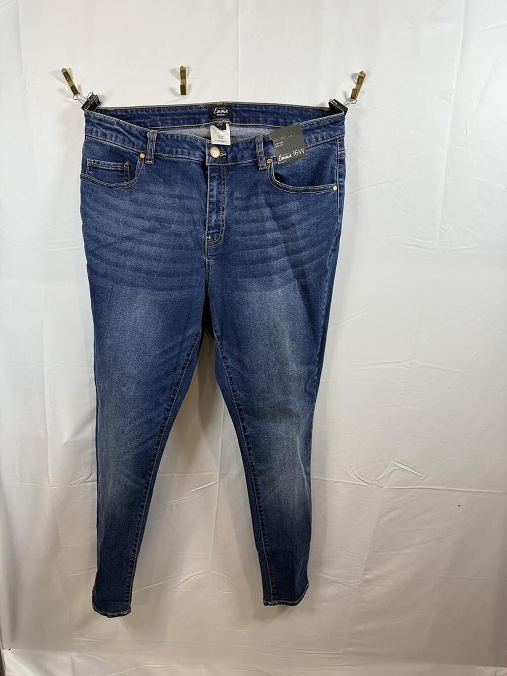 Sears Emma Skinny Jeans Womens Plus Size 16W NWT Med Denim Blue Mid Rise Faded